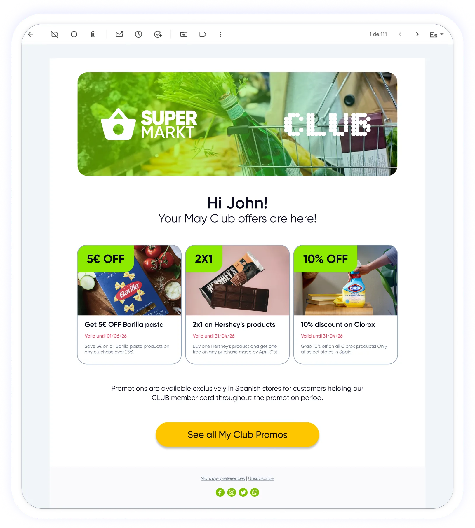 Email promotional channel