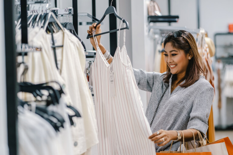 Fashion retail shopping at POS